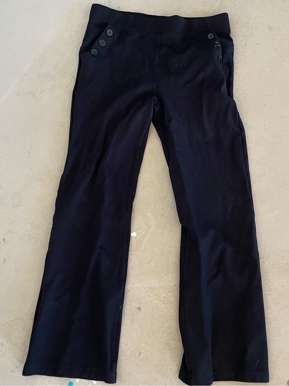 Betabrand Black Button-Accent Flared Pants
